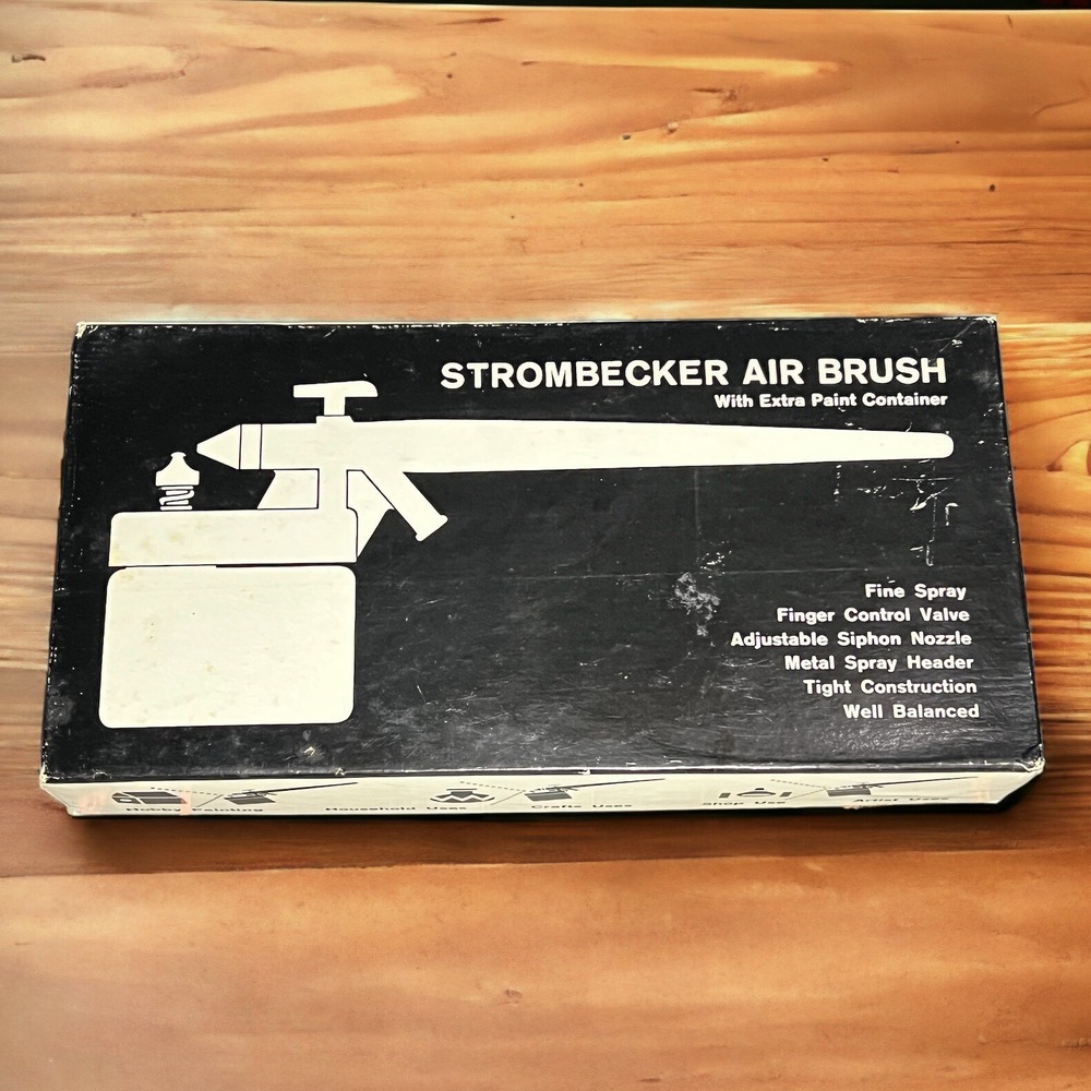 Vintage Strombecker Siphon Airbrush W/ Extra Paint Canister Model 7105-495 Japan